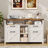White Filing Cabinet for Home Office, 4 Drawer with Adjustable Shelf and Open Storage Shelf for Letter/A4 Hanging Files