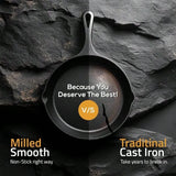 3-Piece Cast Iron Skillet Set – Pre-Seasoned Chefs Pans for Oven, Stove, Grill