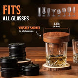 Whiskey Smoker Kit with 8 Wood Chip Flavors - Premium Bourbon Smoker Kit Set with Glasses Stainless Steel Ice Cubes Refillable