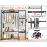 Portable Clothes Rack with 4 Tiers Shelves and Storage System