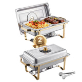 SucceBuy 8 Qt 2 4 Pack Chafing Dish Buffet Set Stainless Steel Chafer with 4 Full Size Pans