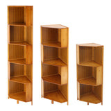 Corner Bamboo Bookcase,3/4/5 Tiers Brown A-Shaped Freestanding Display Bookshelf