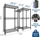 Heavy Duty Clothes Rails, Clothes Rack with 5 Hang Rods & 8 Shelves