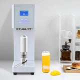 LED Display Beverage Seal Machine 370w Milk Tea Drink Bottle Sealer White Cans