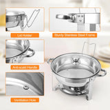 2/4 Pack Chafing Dish Buffet Set, 5QT Buffet Servers and Warmers, Round Catering Warmer with Glass