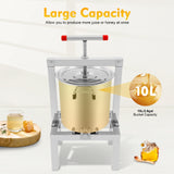 Stainless Steel Fruit Wine Press 10L, Manual Cider Juicer Crusher for Apple Grape Berry