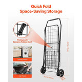 Shopping Cart, Folding Grocery Utility Cart with Dual Baskets, Waterproof Liner amp Wheels
