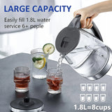 2L Glass Electric Kettle, 1000W Fast Boil with Auto Shut-Off, Transparent White Pot for Tea/Coffee