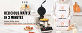 SucceBuy Electric Waffle Maker Stainless Steel Round Waffle Iron Non-Stick Waffle Baker