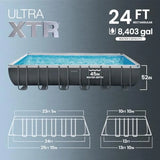 Above Ground Swimming Pool for Backyard, Steel Frame,24 ft x 12 ft x 52 in