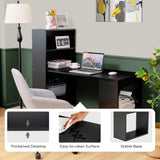 48 Inch Computer Desk with Bookshelf, 3-in-1 Home Office Desk with 4-Tier Bookcase & CPU Stand, Space