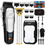 Professional Cordless Hair Clippers and Beard Trimmer Set for Men LED Display Long Battery