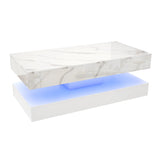 Modern Stylish Coffee Table w/ LED lights, Double-Layer Design for Living Room