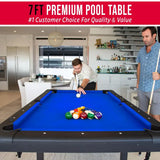 6, 7, or 8 ft Billiards Tables, Portable Pool Table Includes Full Set of Balls