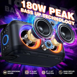 W-KING 180W Peak Party Large Bluetooth Speaker. Portable Wireless