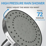 Shower Head High Pressure 4.5 Inch, 5 Spray Modes, 72 Anti-Clog Nozzles, Easy 1-Min Installation