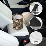 Leopard Print Collapsible Car Trash Bin With Strap – Leakproof Multipurpose Automotive Waste Container