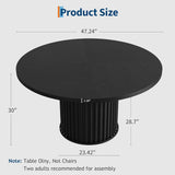 47" Round Dining Table for 4-6 Industrial Kitchen Table with Sturdy Waveform Metal