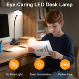 15W LED Desk Lamp with USB Charging, Dimmable Gooseneck Table Light for Home Office Bedroom Study