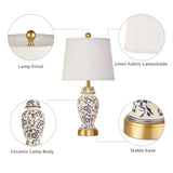Ceramic Table Lamps Set of 2 for Living Room Bedroom Bedside, Nightstand