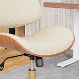 Home Office Desk Chair with Swivel Wheels, Modern PU Leather Armless Office Chair