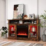 TV Stand with Electric Fireplace LED Lights Remote Controls Storage Cabinets