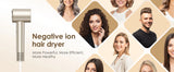 Bopcal Ionic Hair Dryer with Diffuser - 160000RPM High-Speed Blow Dryer, 500 Millons Ions Frizz Free, Fast