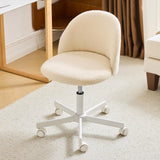 VINGLI White Modern Velvet Vanity Chair with Back - Silent Wheels Stylish Comfortable