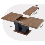 Table Extendable 63 in79 in for 48 Expandable Wood Rectangle with Fluted Base for Dining Room