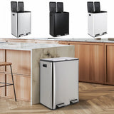 60L/16 Gal Dual Trash Can Stainless Steel Step Garbage Can