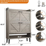 30" Freestanding Shoe Rack w/ Customized, Two Flip Drawers For Entryway