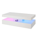 47” High-Glossy LED Coffee Table with 2 Sliding Drawers, Living Room