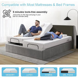 Ergonomic Split King Adjustable Bed Base with Massage, Wireless Remote