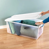 24Pack Latching Box, Under Bed Storage Bins with Lids, Clear Plastic, 106 Quart HeavyDuty Organizing Containers for Closet, Bat