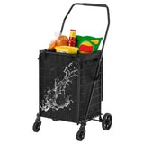 Folding Shopping Cart with Liner, Foldable Grocery Cart with Wheels for Seniors