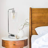 LD1036-CHR Bronson Antique Style Industrial Iron Lantern Desk Bedside Glass Shade