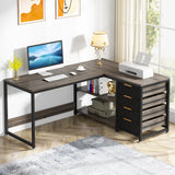 Tribesigns L Shaped Computer Desk with Storage Drawers, 59 inch Corner Desk