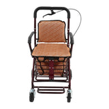 Foldable Shopping Cart with Seat, Rolling Walker with Brakes for Senior, Foldable Shopping Cart