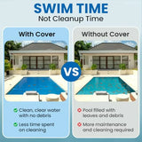Oval swimming pool cover for water conservation and debris protection
