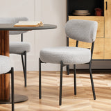 JHK Ergonomic Round Dining Chairs Set of 2 Plush Fabric Kitchen Chairs with Curved Backres