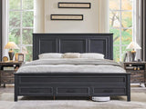 Farmhouse Queen Size Bed Frame with 52" Tall Headboard, Wood Platform