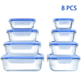 8pcs Glass Food Storage Containers Set Lunch Box Leakproof Airtight Microwave & Oven