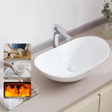 Oval Vessel Sink, 23.3" x 14.2" Bathroom Vessel Sink Bowl Countertop, White Ceramic Bathroom Sinks Above Counter, Bowl Sink with Modern Style, Well-Packaged for Bathroom