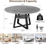[ TABLE ONLY ] Round Dining Table for 4-6, 42" Farmhouse Kitchen Table with Storage