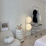 RUIBO White Ball Floor Lamp,Art Deco Chrome Metal Table Lamp for Living Room