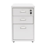3 Tiers Rectangular Steel Vertical File Cabinet,Pink/White/Black Metal Mobile File Cabinet