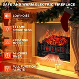 Electric Fireplace Insert with Infrared Remote, 5 Flame Levels, 24H Timer