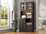 71‘’Kitchen Pantry Storage Cabinet with LED Lights and Power Outlet