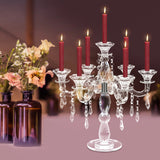 Crystal Candle Holder, 7-Arm 14 Inch Crystal Taper Candlestick Candelabra