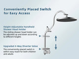 Self-cleaning Shower Head Combo, High Pressure 10'' Rain Showerhead